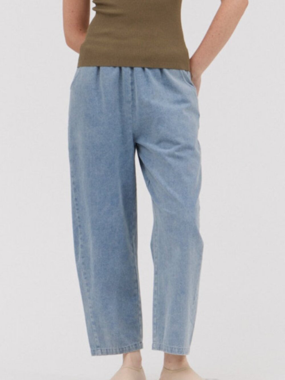 Arc Denim Elastic Waist Pants with Pockets